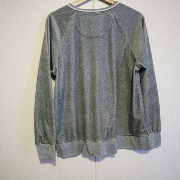 KATE SPADE dream big gray pajama top pullover soft fleece embroidered - Picture 6 of 8